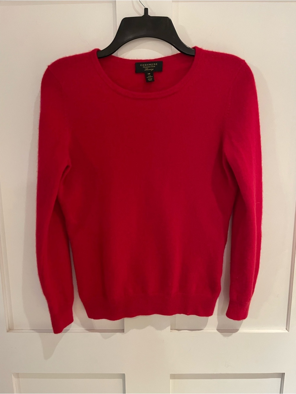 Charter Club Cashmere Crewneck Sweater in Bright Red Petite Medium EUC